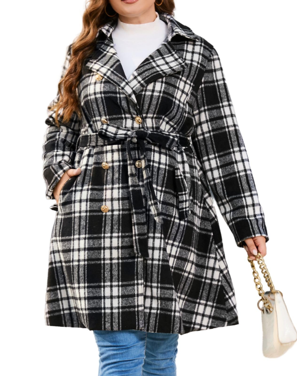 Hanna Nikolewomens Plus Size Wool Dress Coat With Belt Double