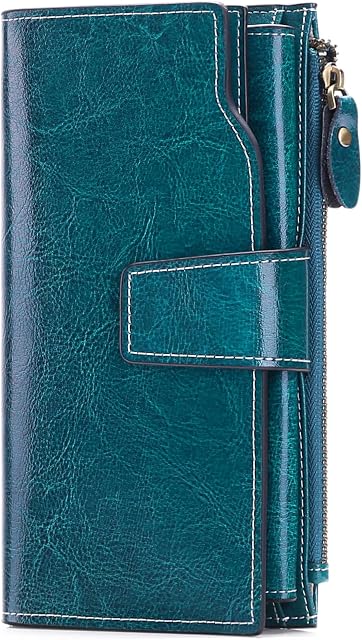 SENDEFN Ladies Purse,Large Capacity Genuine Leather Women's Wallet with Multiple Card Slots