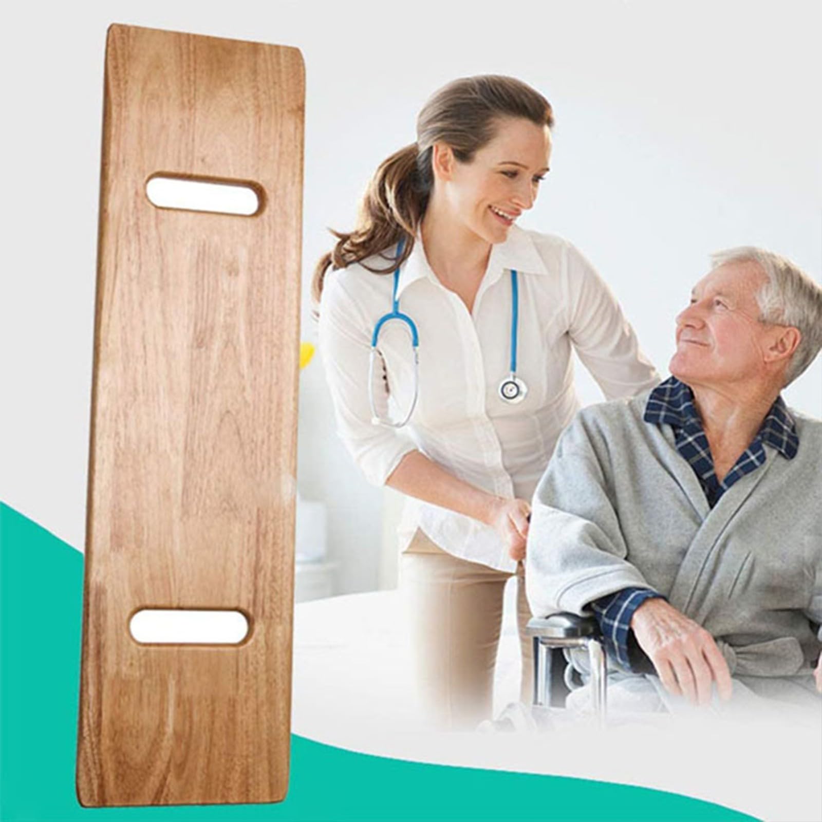 Patienten-Transferbrett Aus Holz-Transferbrett Für Ältere Menschen Für Rollstuhl Transferassistenz-Skateboard Mit Easy-Grip Handlöcher Hilfsgerät Für Behinderte Und Gehbehinderte Rollstuhlfahrer