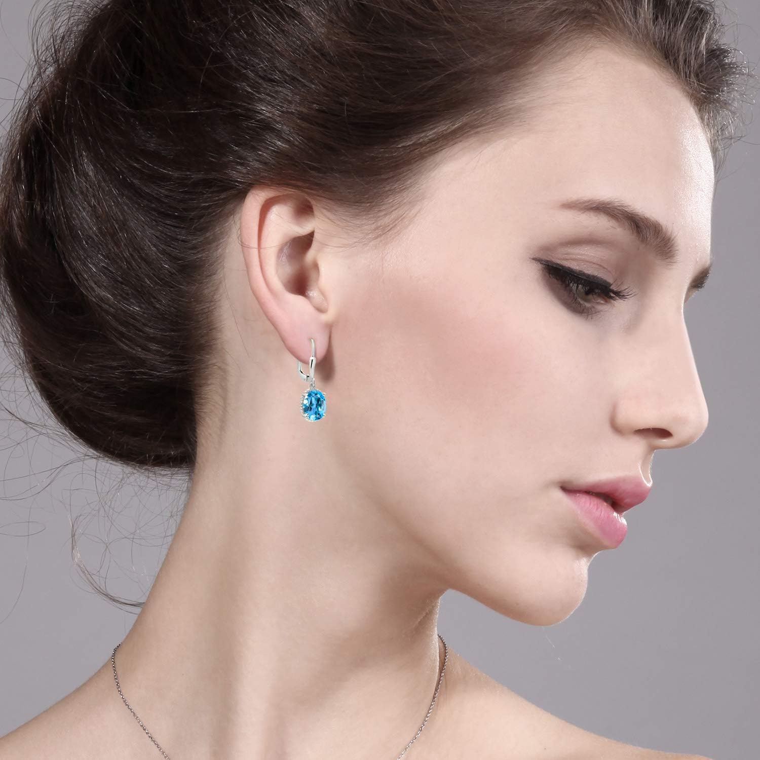 Gem Stone King Leverback Drop Dangle Earrings For Women | 925 Sterling Silver | 9X7MM Oval Gemstone Birthstone | Fine Jewelry Gifts for Her Mom Women Wife - Image 3