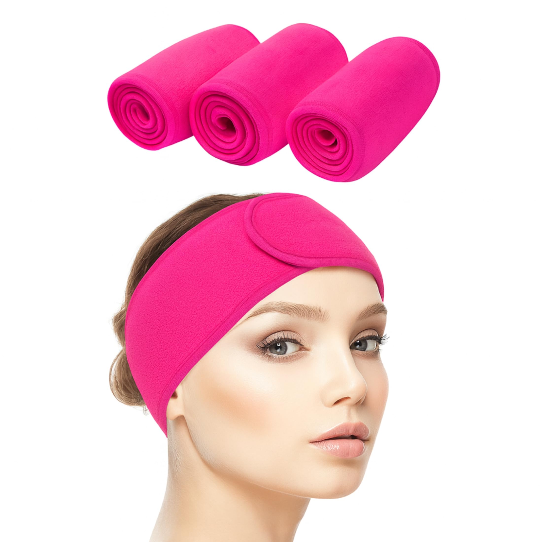 Face Wash Head Band | Soft Stretchable Headband for Skincare Makeup Spa Bath | Comfortable Hair Wrap Band for Daily Use and Beauty Routine - 25L x 4W x 4H cm - Pink-image-9