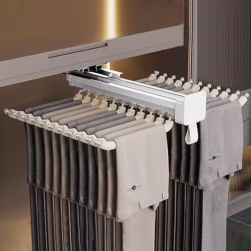 Barra de valet extraíble para armario, soporte retráctil de 88.2 lbs, barra de armario ajustable de aleación de aluminio, riel de ropa extraíble