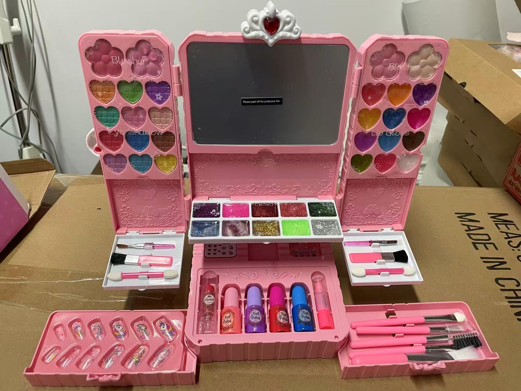 Set di trucchi per bambini, giocattolo per ragazze, set di cosmetici colorati