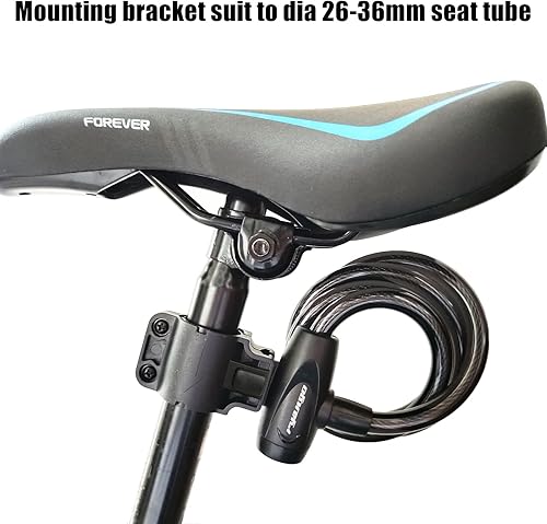 Miniatura 2 de Candado de bicicleta, cerraduras de bicicleta resistentes antirrobo, cable de bloqueo de bicicleta con soporte de montaje y 2 llaves, cerraduras de