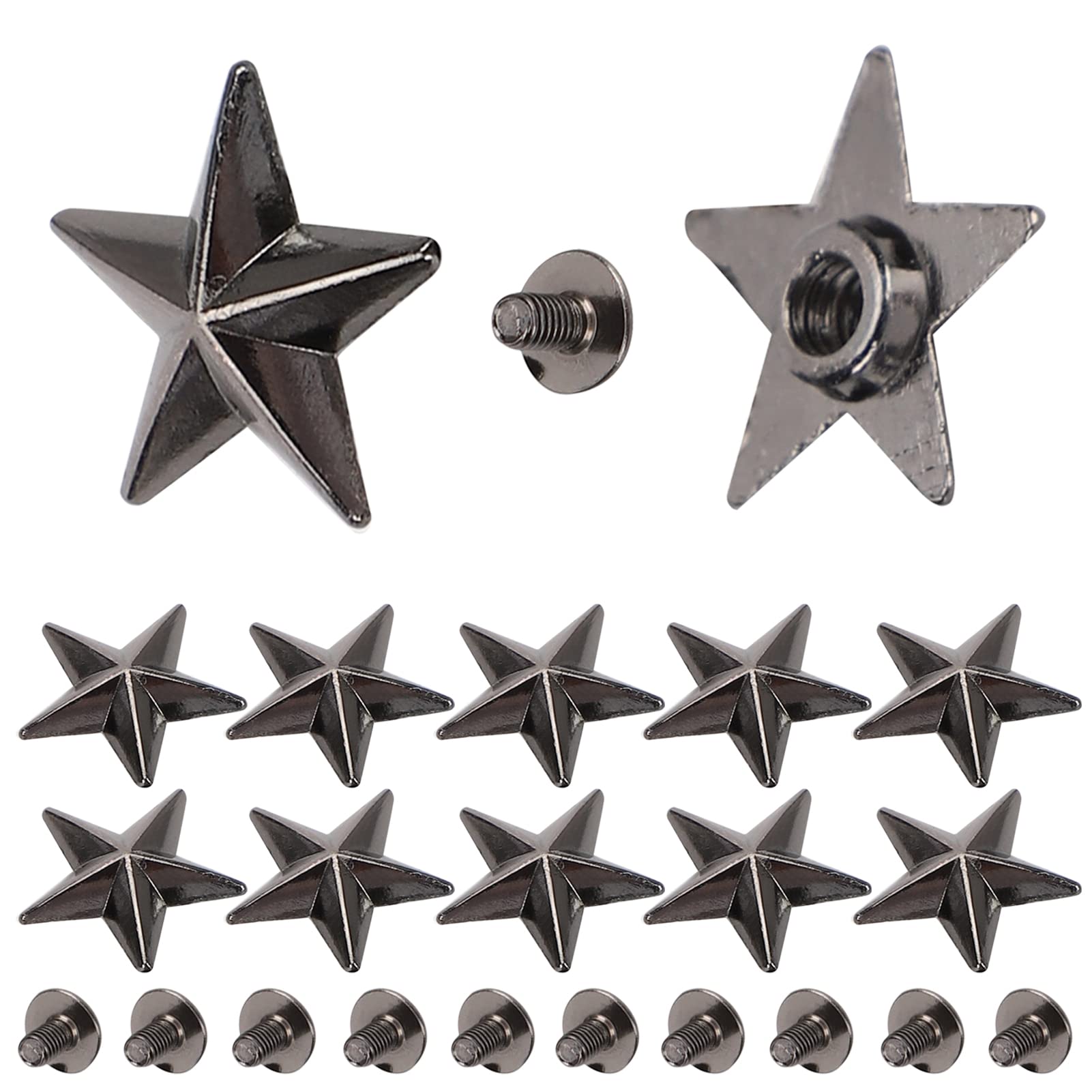 HERCHR 50 Sets Leather Rivets Screw Kit, 14mm Star Shape Rivet Studs Zinc Alloy Rivet for Shoes Bags Clothing Decoration(Dark Bronze)
