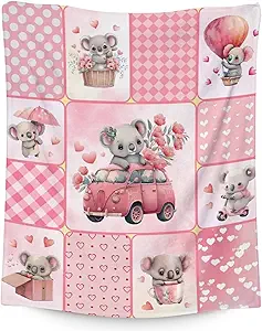 Koala Blanket Gifts - 60"x80" Cute Throw for Women, Girls - Pink Soft Fuzzy Blankets for Bed, Couch & Living Room
