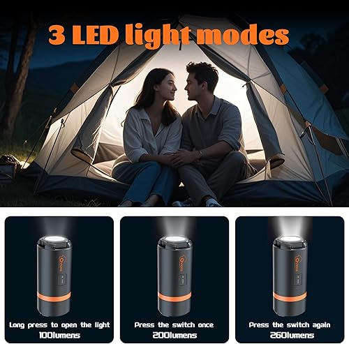 Miniatura 5 de Mini bomba de aire  Bomba de aire eléctrica portátil con luz LED de 3 modos y base magnética, incluye 5 boquillas, ideal para camping, cama de aire