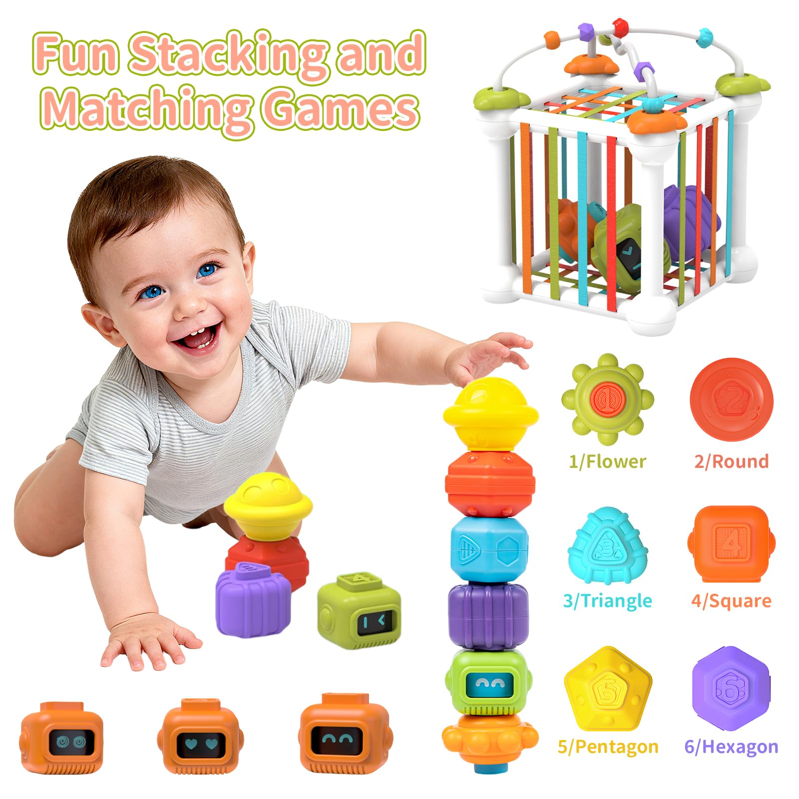 woollywink Baby Toy 1 Year Old, 16 Pcs Montessori Toys 1 Year Old+ - Image 4