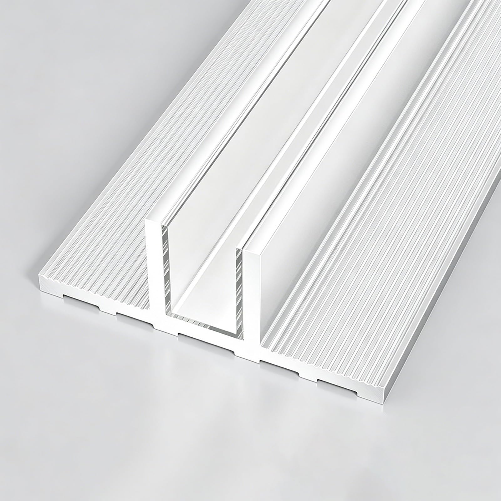 Floor Embedded Aluminum Alloy TT-Shaped Channel, White Frameless Partition Shower Door Fixed Slot, Customizable Panel Retaining Guide(W12mm(1/2"),L2.1m/6.9ft)