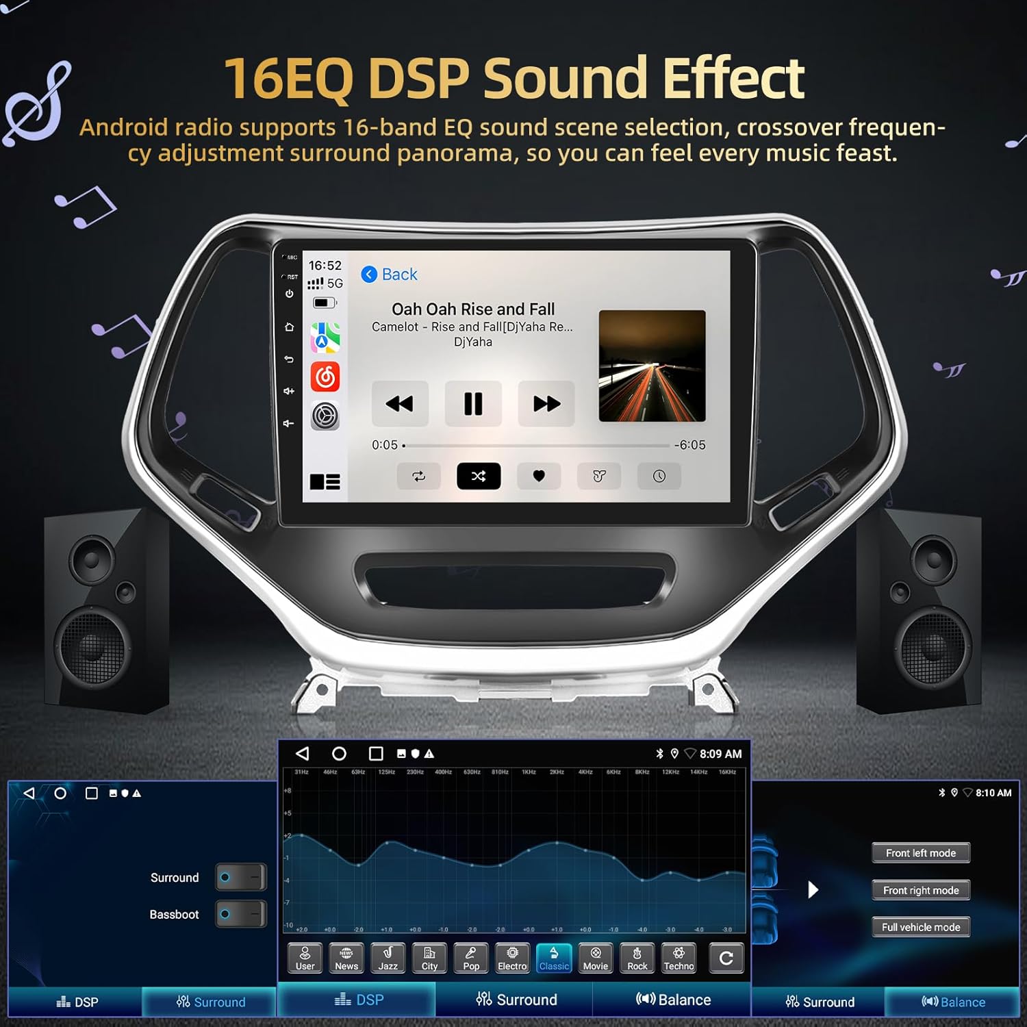 2+64G for Jeep Cherokee 2013 2014 2015 2016 2017 2018 Android Car Stereo - Wireless Carplay & Android Auto - 10.1 Inch Touchscreen Radio with EQ DSP, WiFi, GPS, Split Screen + AHD Rear View Camera