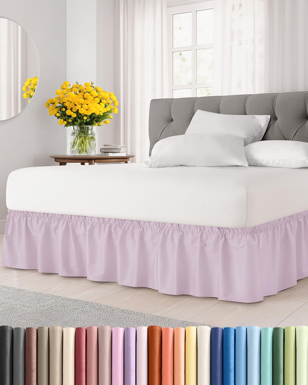 Photo 1 of CGK Wrap Around Dust Ruffle Bed Skirt - Queen Size, 18" Inch, Light Lavender