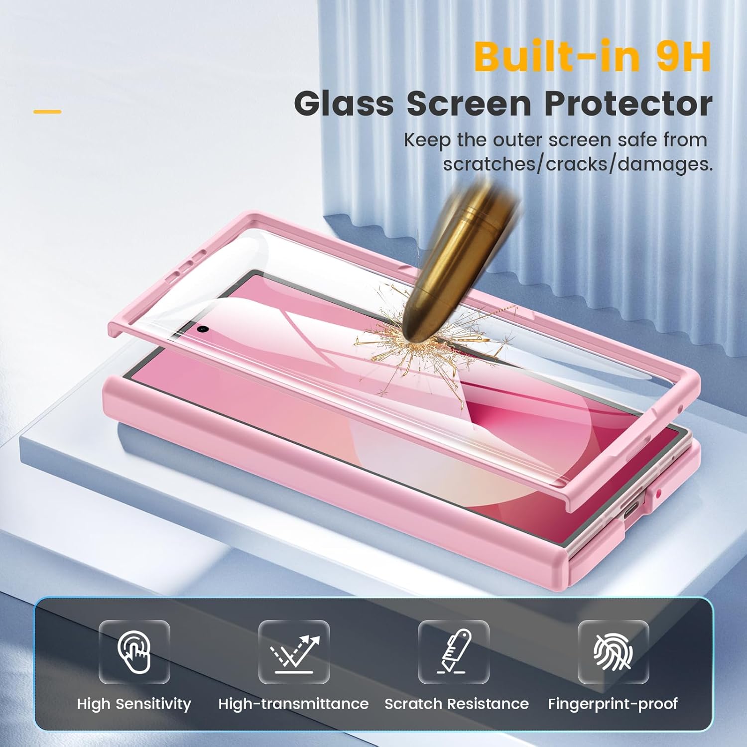 for Samsung Galaxy Z Fold 7 Case [Compatible with MagSafe] [Hinge Protection] [Built-in HD Screen Protector] Translucent Hard Shockproof Magnet Phone Cover for Zfold 7 - Pink - Image 5