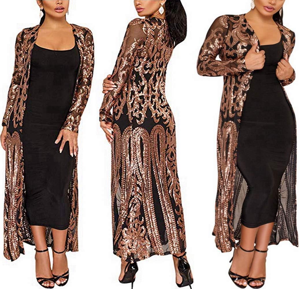Women's Sequin Cardigan Duster Sparkly Blazer Jacket Jamaica Ubuy