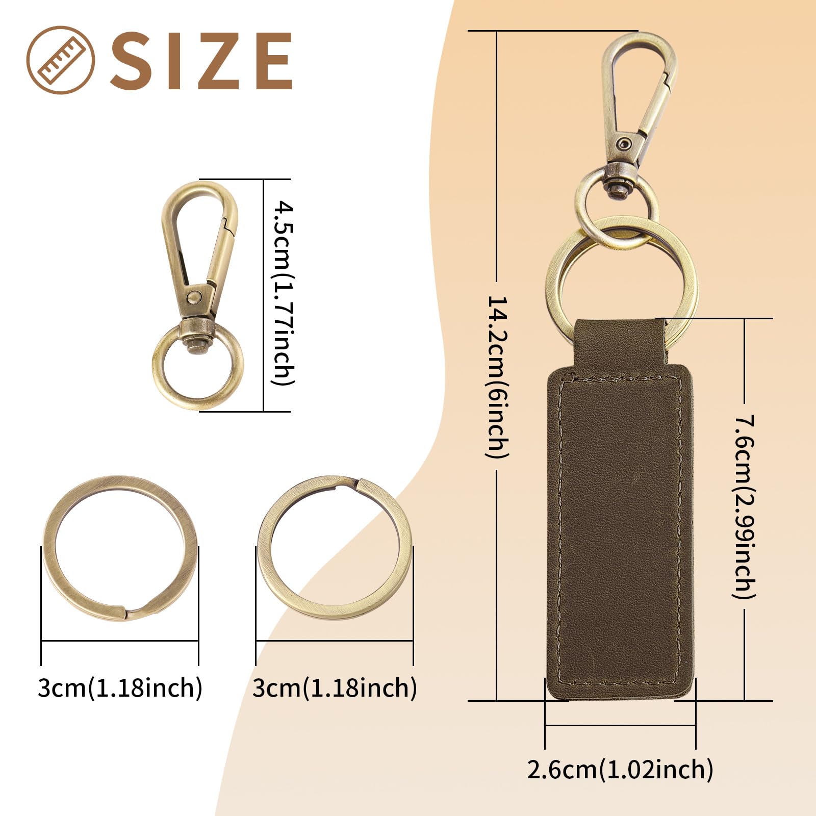 Onedor Personalized Leather Keychain Customized Keychains with Names for Men Engrave Keychains for Car keys keychain Leather(Dark Brown)