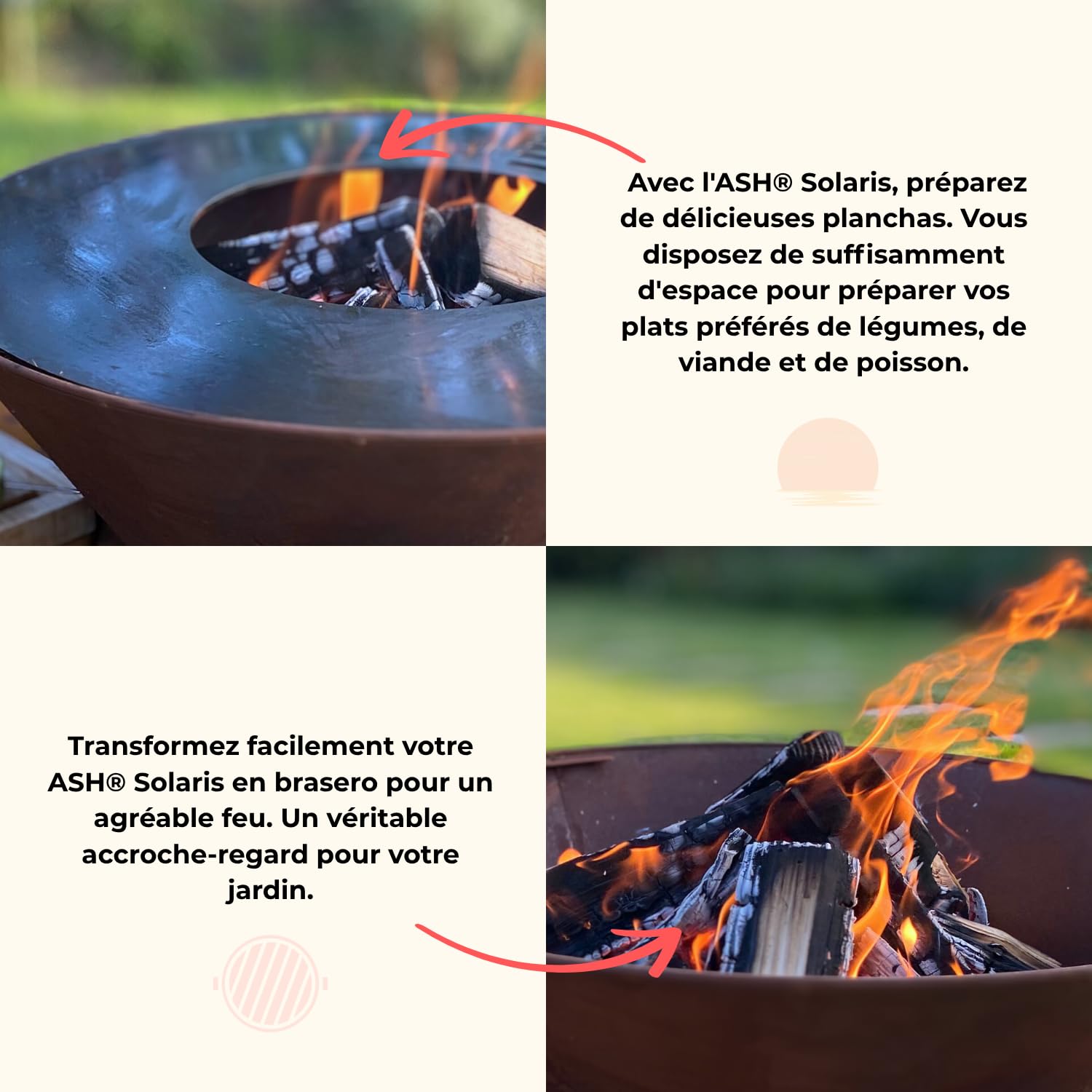 Plancha - BBQ - Barbecue - Acier Corten - Plaque de cuisson - Ø81 cm - Extérieur - Rangement bois - Plancha - Ash Solaris - XXL - Anneau de barbecue - Cheminée de jardin - Barbecue - Aspect luxueux