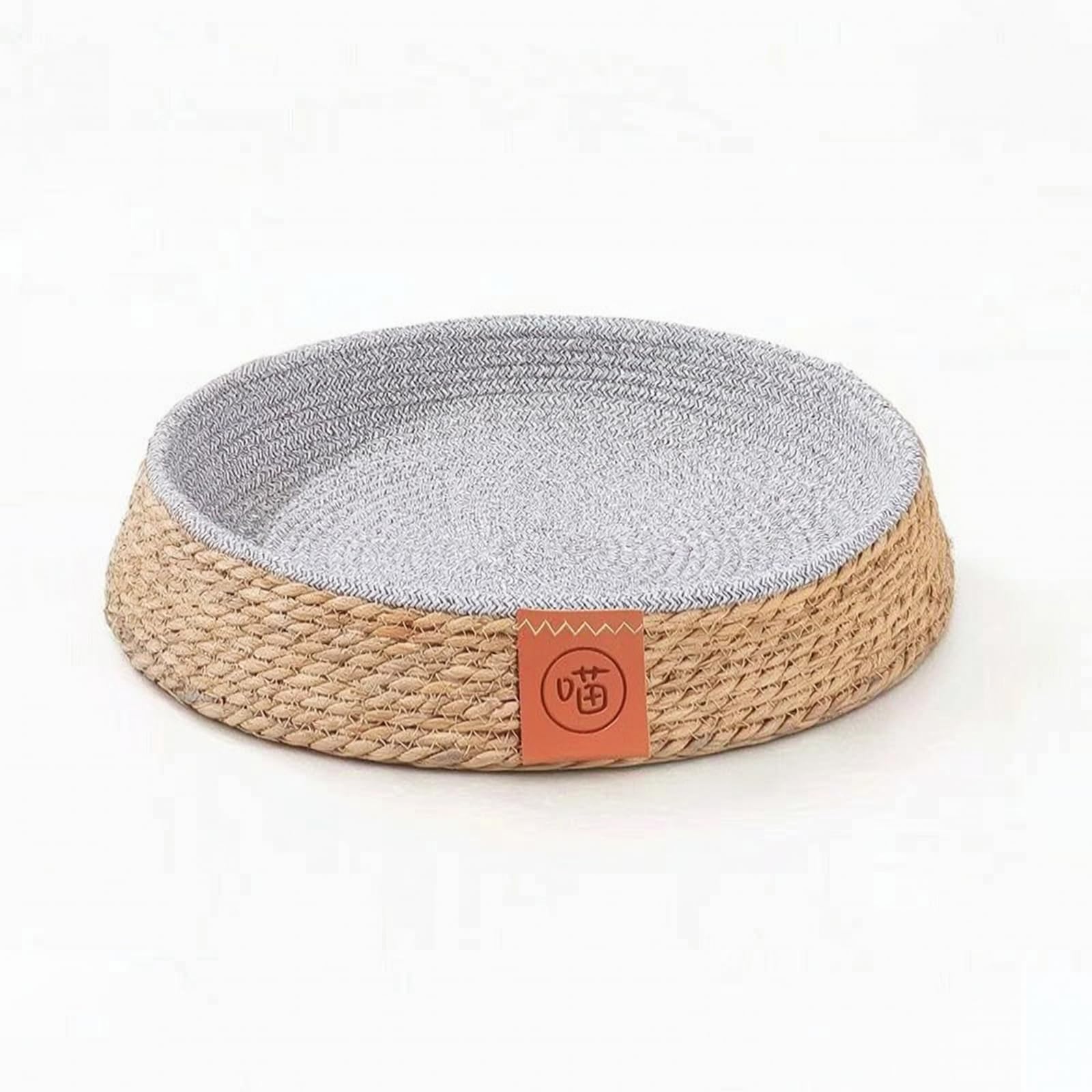 Cuccia in Paglia Intrecciata Rotonda Cuccia a Ciotola Resistente Ai Graffi per Gatti, Gattini, 50 Cm