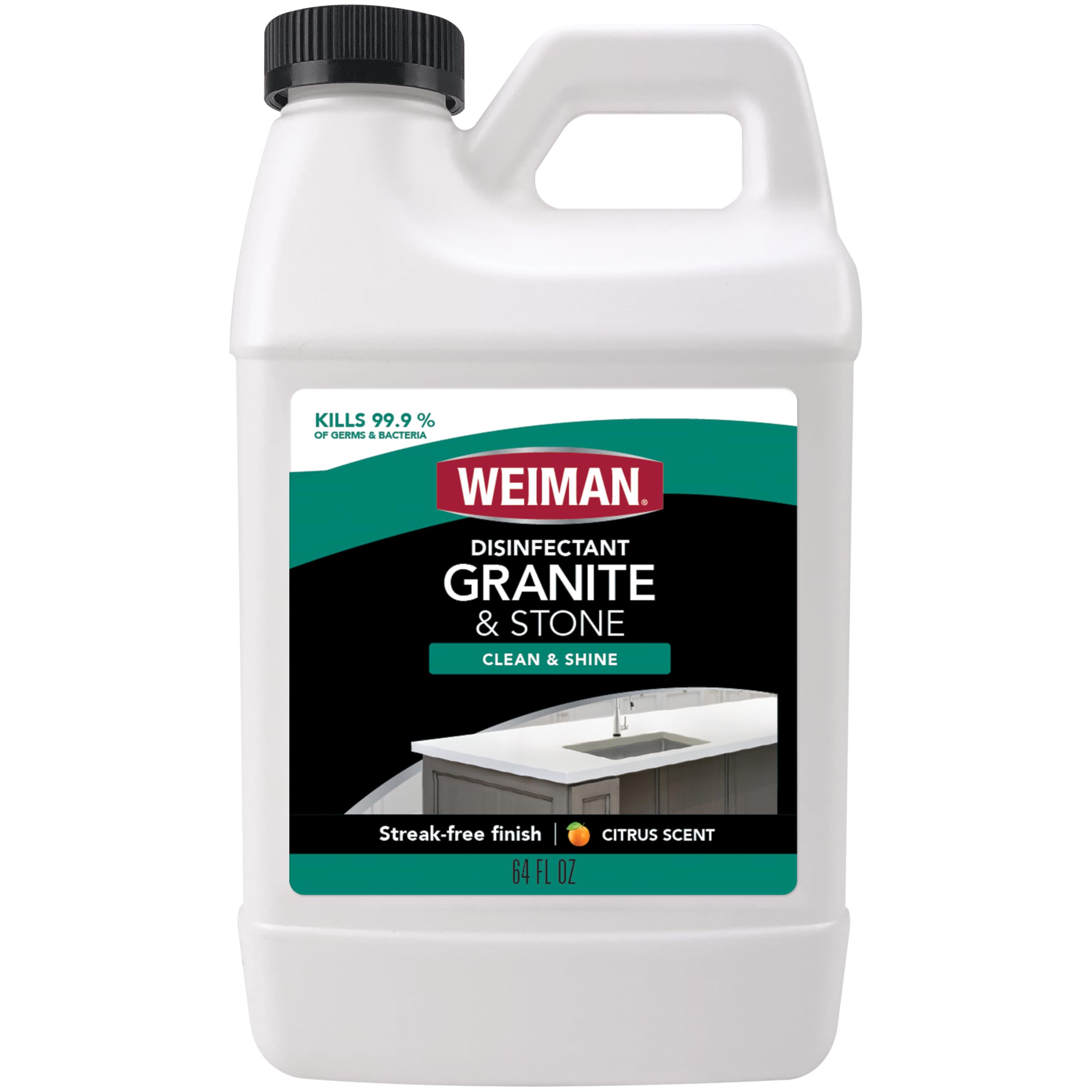 Weiman Disinfecting Granite Daily Clean & Shine Refill, 64 Oz - Safely Clean Disinfect and Shine Granite Marble Soapstone Quartz Quartzite Slate Limestone Corian Laminate Tile Countertop