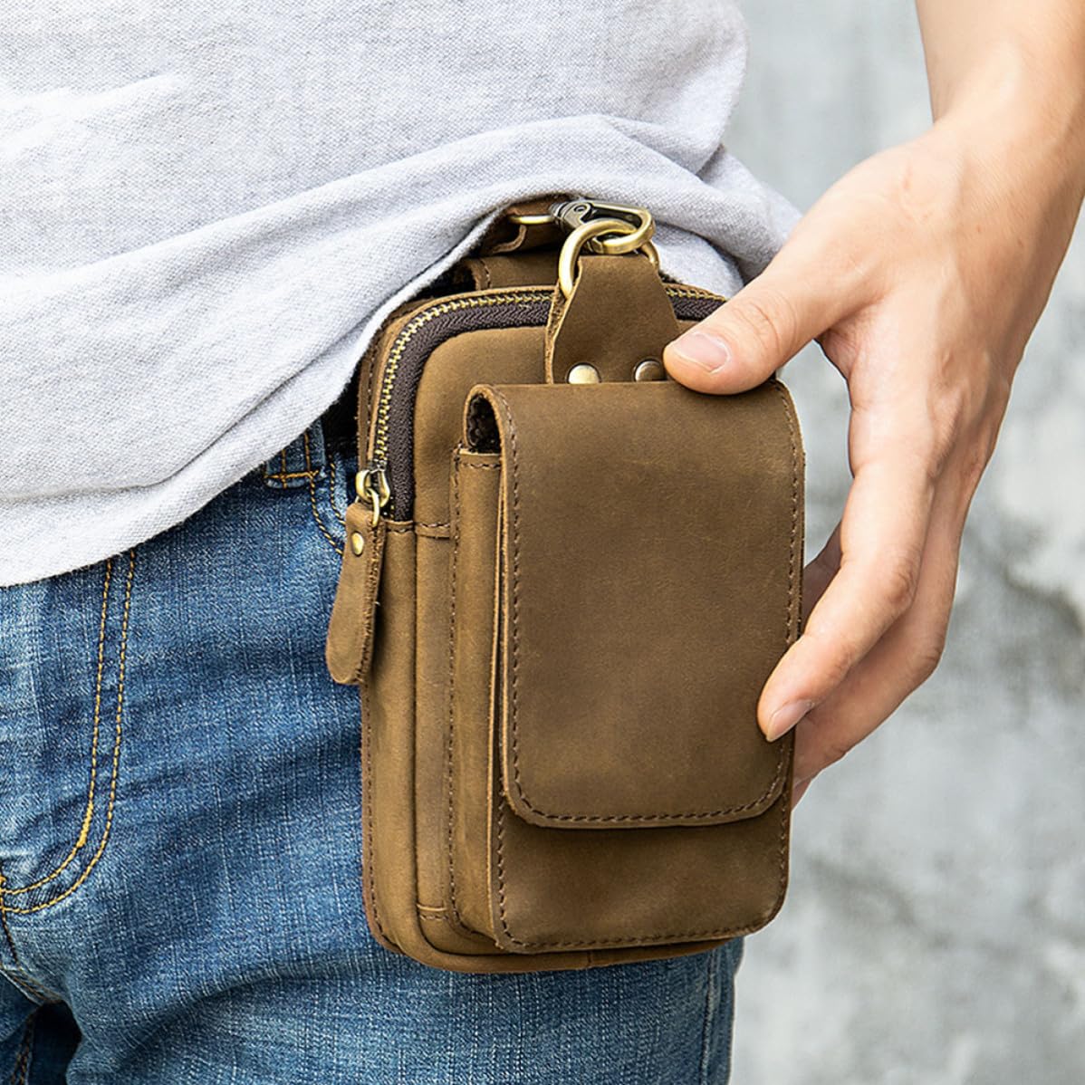 Bolsa para Cinturón de Teléfono Móvil PU para Exteriores y Pesca