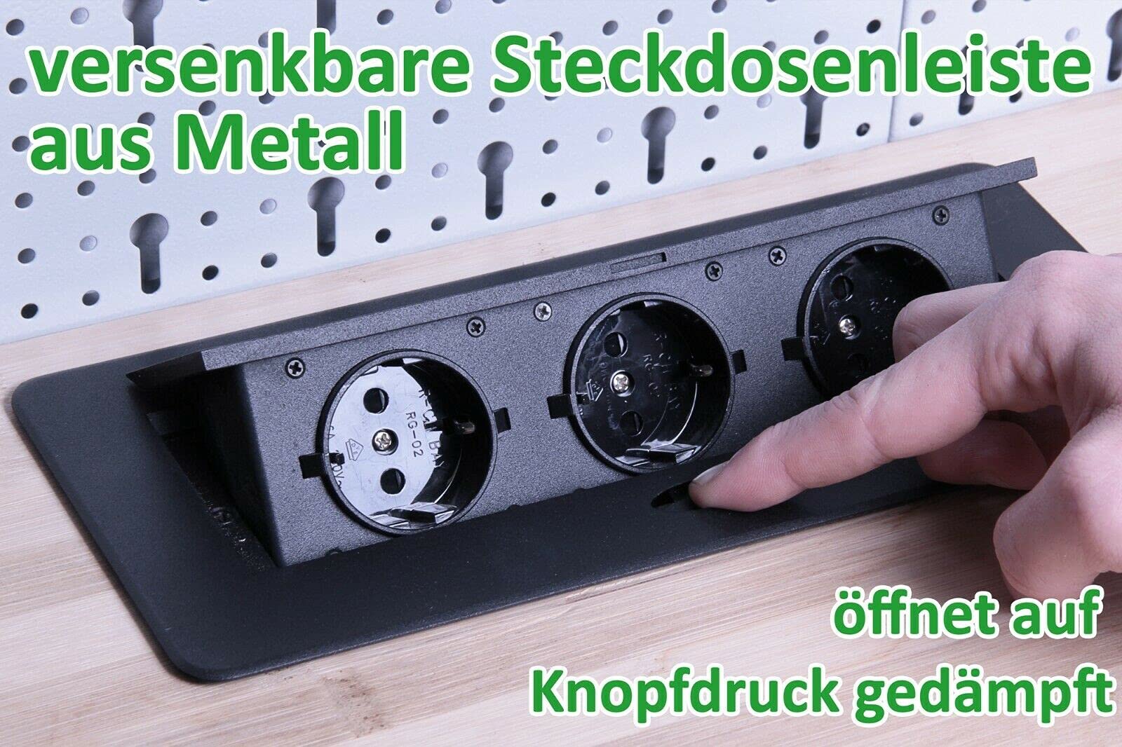 Ondis24 Werkstatteinrichtung 240 cm Werkbank Uwe, Metall, Lochwand mit Hakensortiment, 2 Werkstattschränke Arbeitshöhe 92 cm inkl. versenkbarer Steckdosenleiste und Bluetooth LED Lampe (rot)