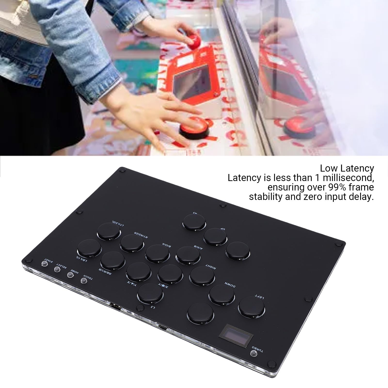 Diyeeni Arcades Fight Stick, Game Fighting Joystick PC con Luz RGB, Intercambiable en Caliente, Controlador sin Palanca de 5 Modos para SteamDeck para ROG ALL para para Android para