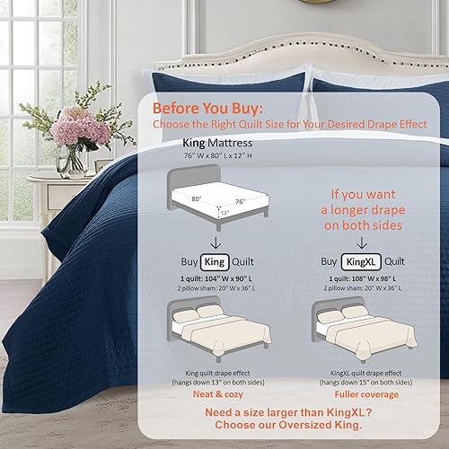 Vista 138 de KASENTEX - Juego de edredón lavable a máquina, cubrecama muy suave, ligero, lavado a la piedra, con costuras detalladas, matrimonial/queen con 2