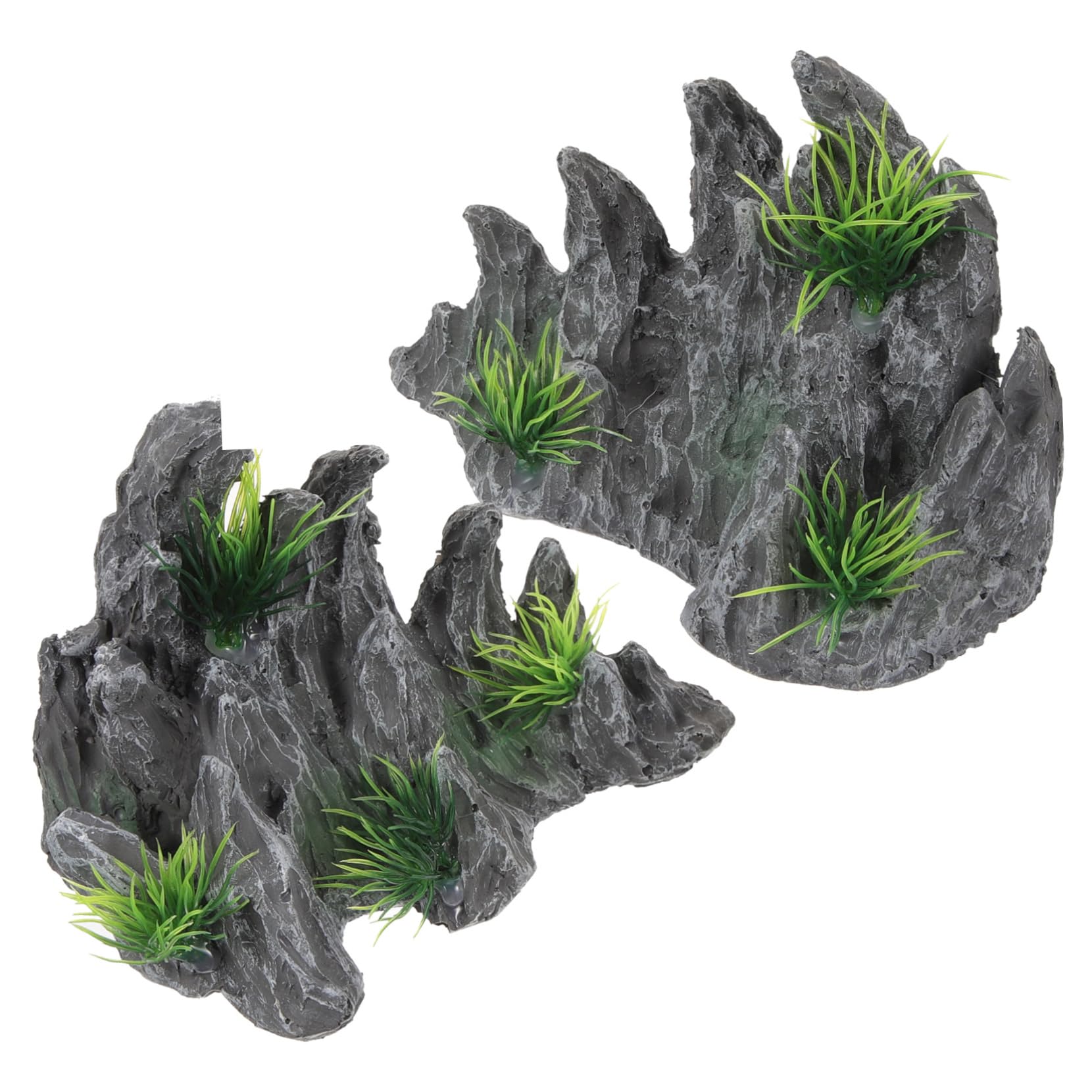 OUNONA Decoración del Paisaje del Acuario Decoración De Acuario De Peces Decoraciones De Peceras Acuarios Estatua De Rocalla Pecera Rocalla Resina 2 Piezas X 4