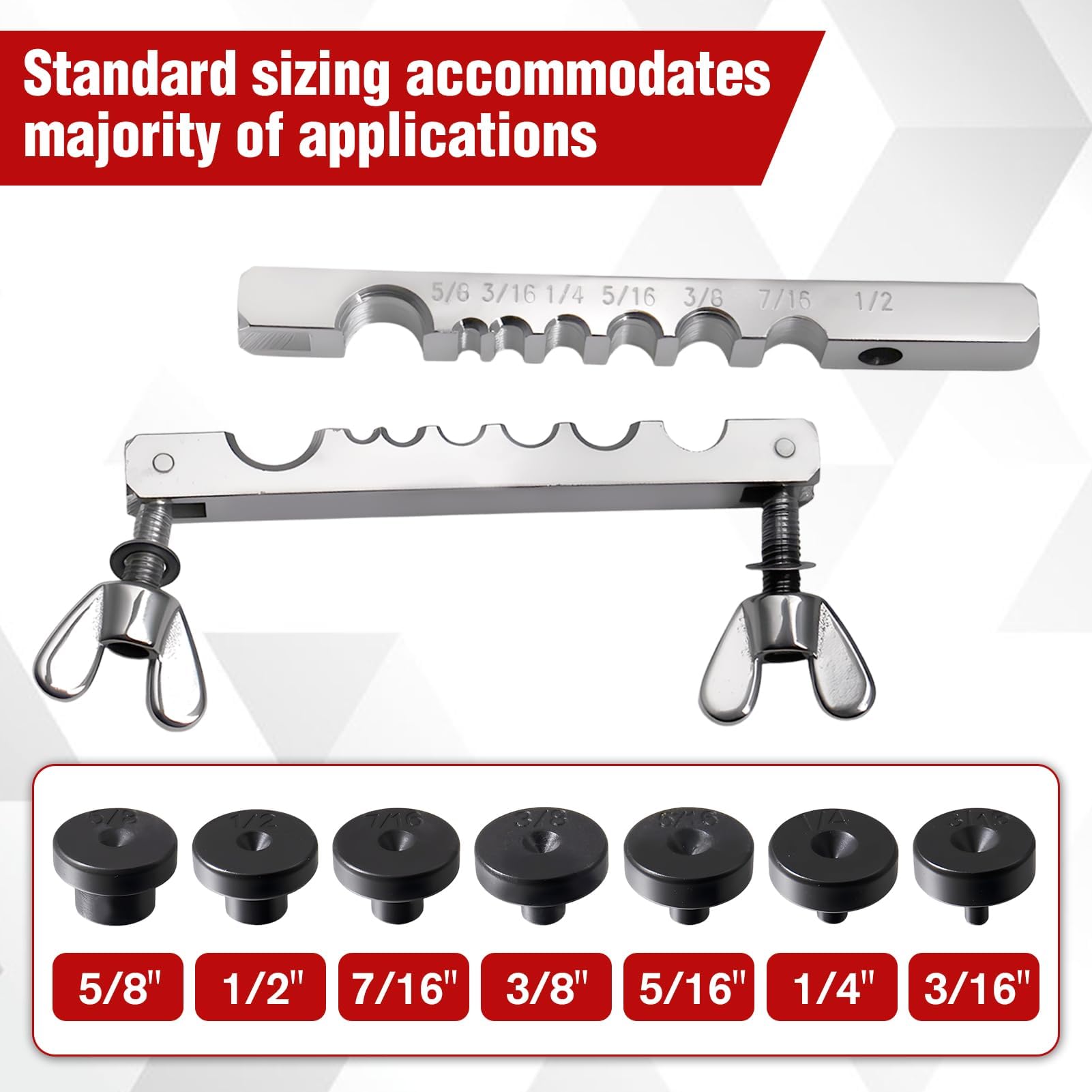 LEONTOOL Doppel-Einzel-Bördelungs-Bremsleitungswerkzeug-Set Professionelles Bremsleitungs-Bördelungswerkzeug-Set 3/16" bis 5/8" mit Mini-Rohrschneider 7 Adapter für Kupfer/Aluminium/Messing-Rohre