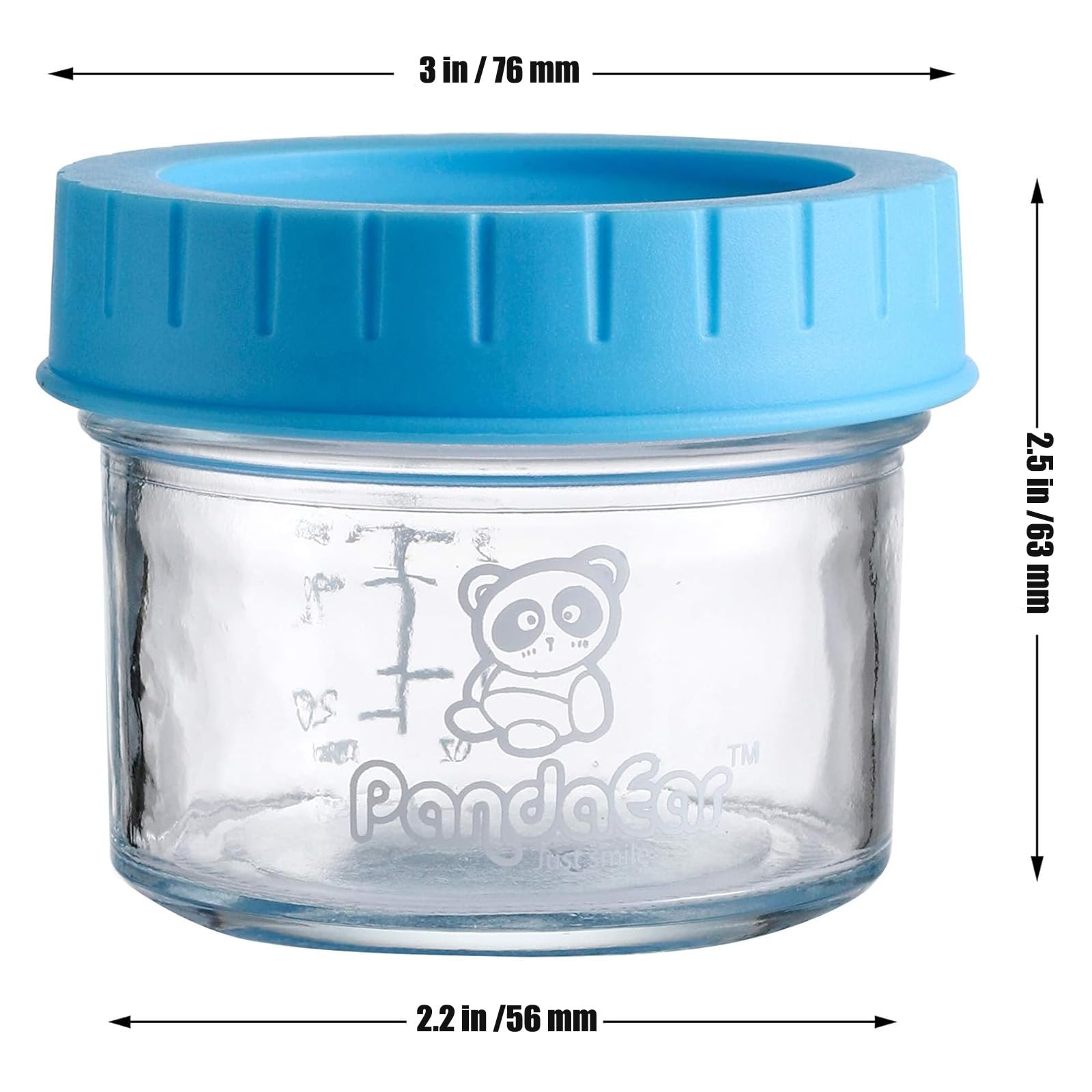 PandaEar (Paquet de 12 bocaux en verre pour bébés | Congélateur réutilisable de 4 oz pour petits contenants avec couvercles étanches à l'épreuve des fuites | Bébés Enfants Bébés