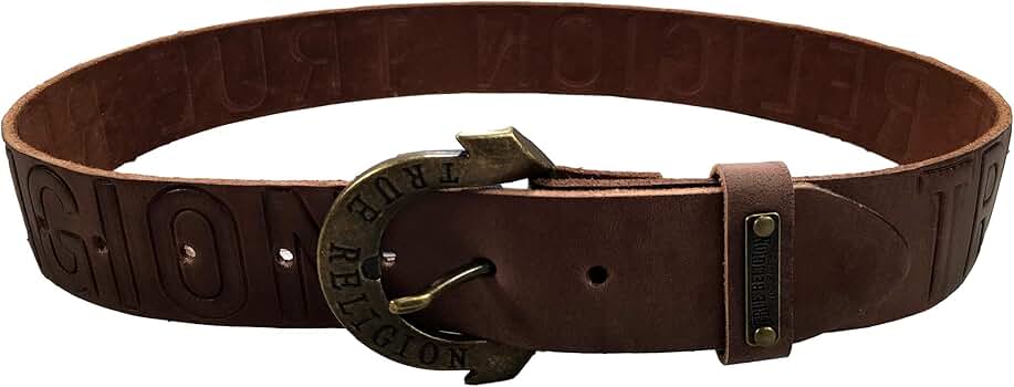 TRUE RELIGION Belt Size 22 NWT Brown Leather Stitch Detail Womens Buckle True Religion Brown Belt with Gold Heart | Mercari main image 3