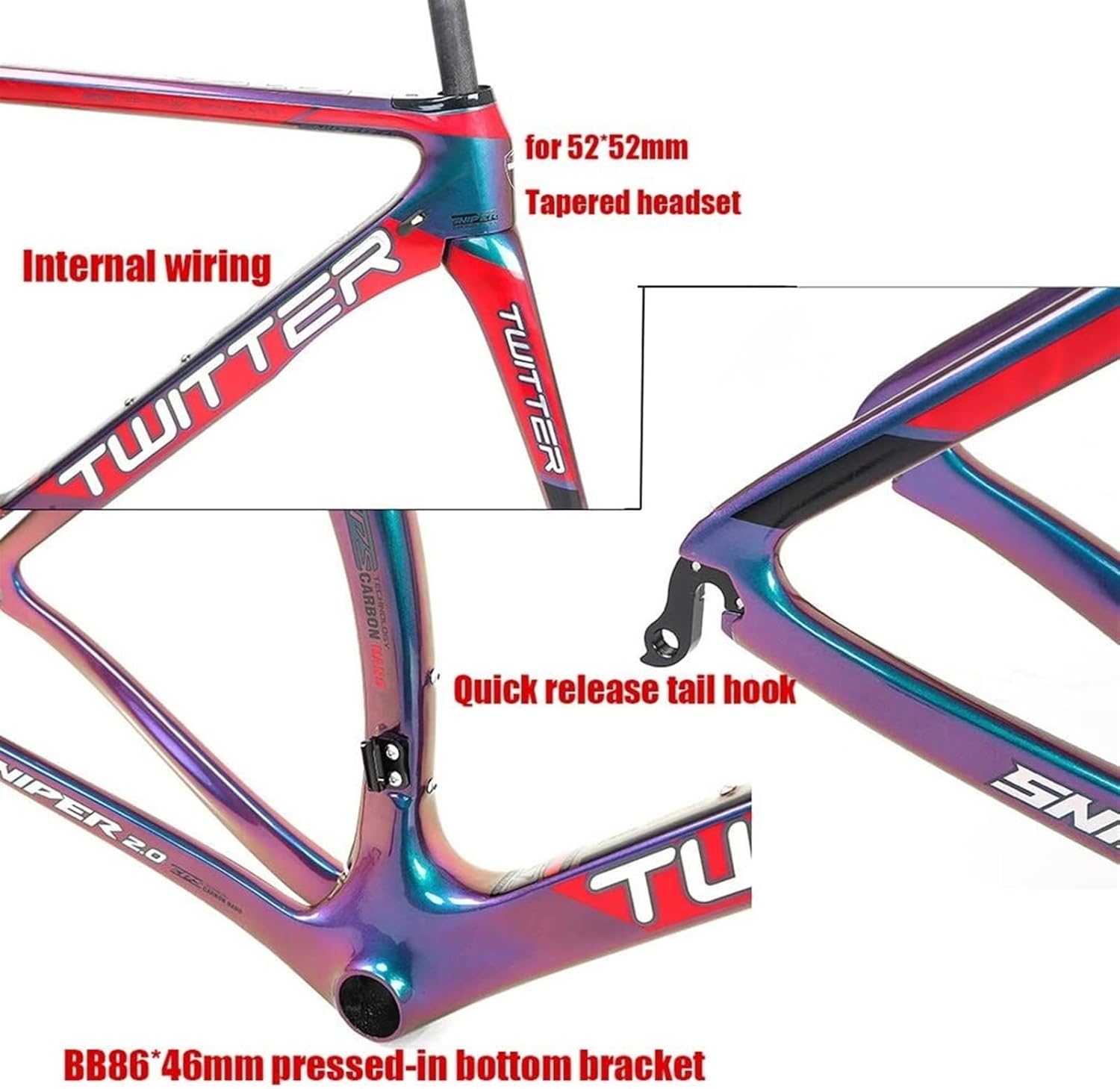 for 700C Wheel Carbon Road Bike Frame with Fork C Brake Racing Frame EPS BB86 Bicycle Frame 46/48/50/52/54cm Quick Release Frame F100/R130mm
