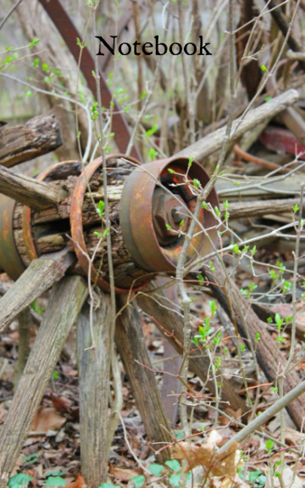 5" x 8" Blank Lined Notebook: Vintage Covered Wagon Wheel