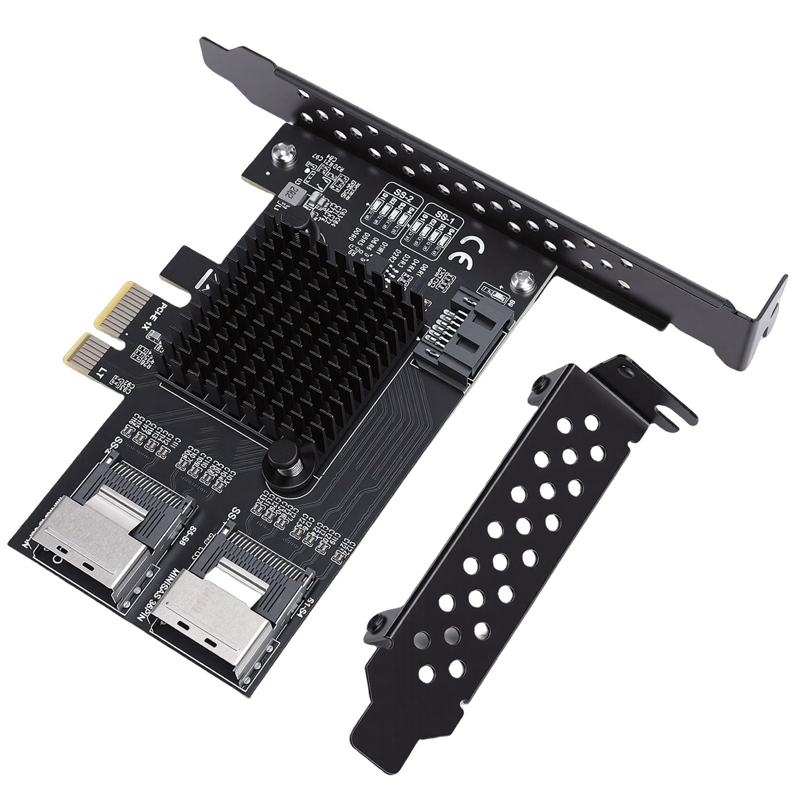 Sxhlseller Carte Adaptateur de Bus Hôte PCIe vers 2 Ports MiniSAS SFF-8087, Extension 9 Ports 6 Gbit/s pour Serveur de Bureau NAS, Prise en Charge du Disque Dur 3.0,