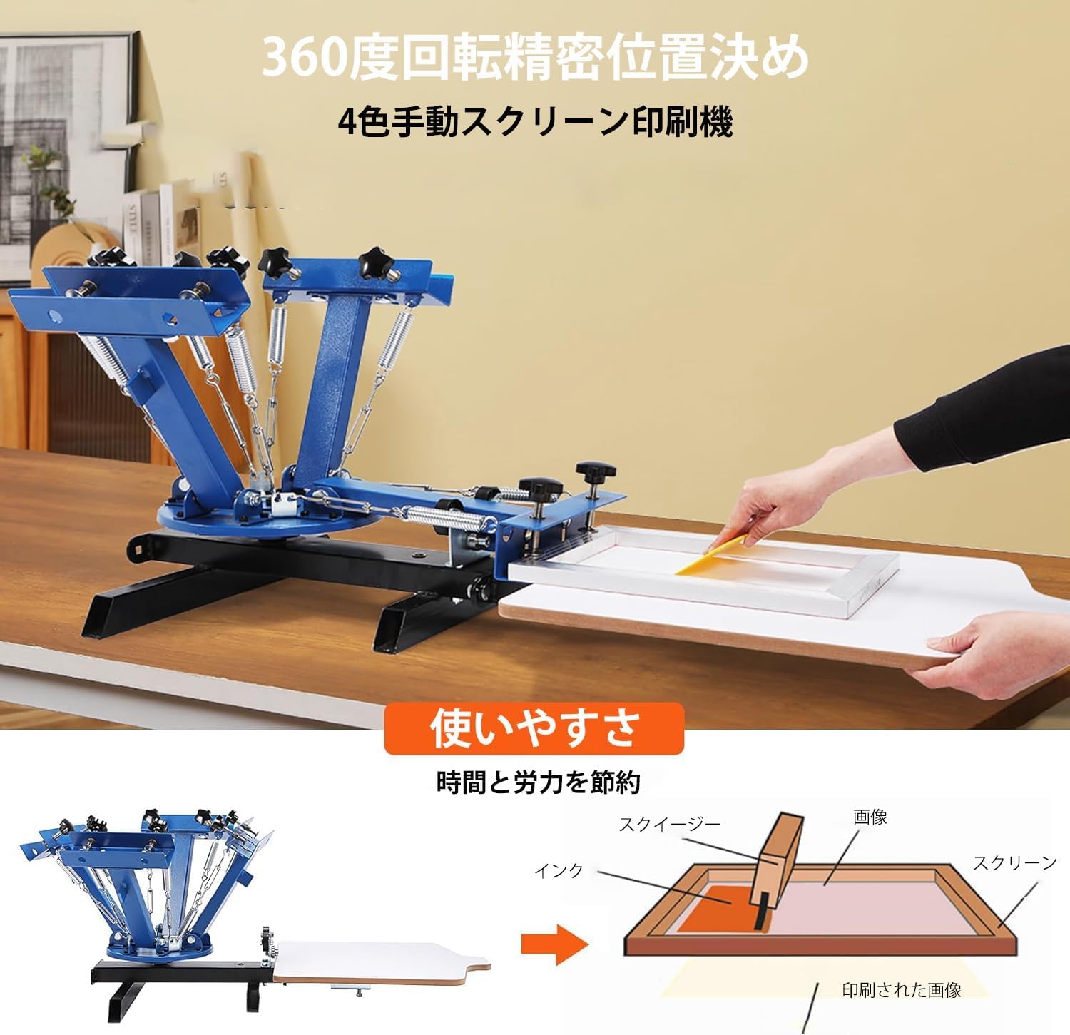シルクスクリーン 印刷機 4色1ステーション 360°回転式｜Tシャツプリント Amazon.co.jp: シルクスクリーン 印刷機 4色1ステーション 360°回転式