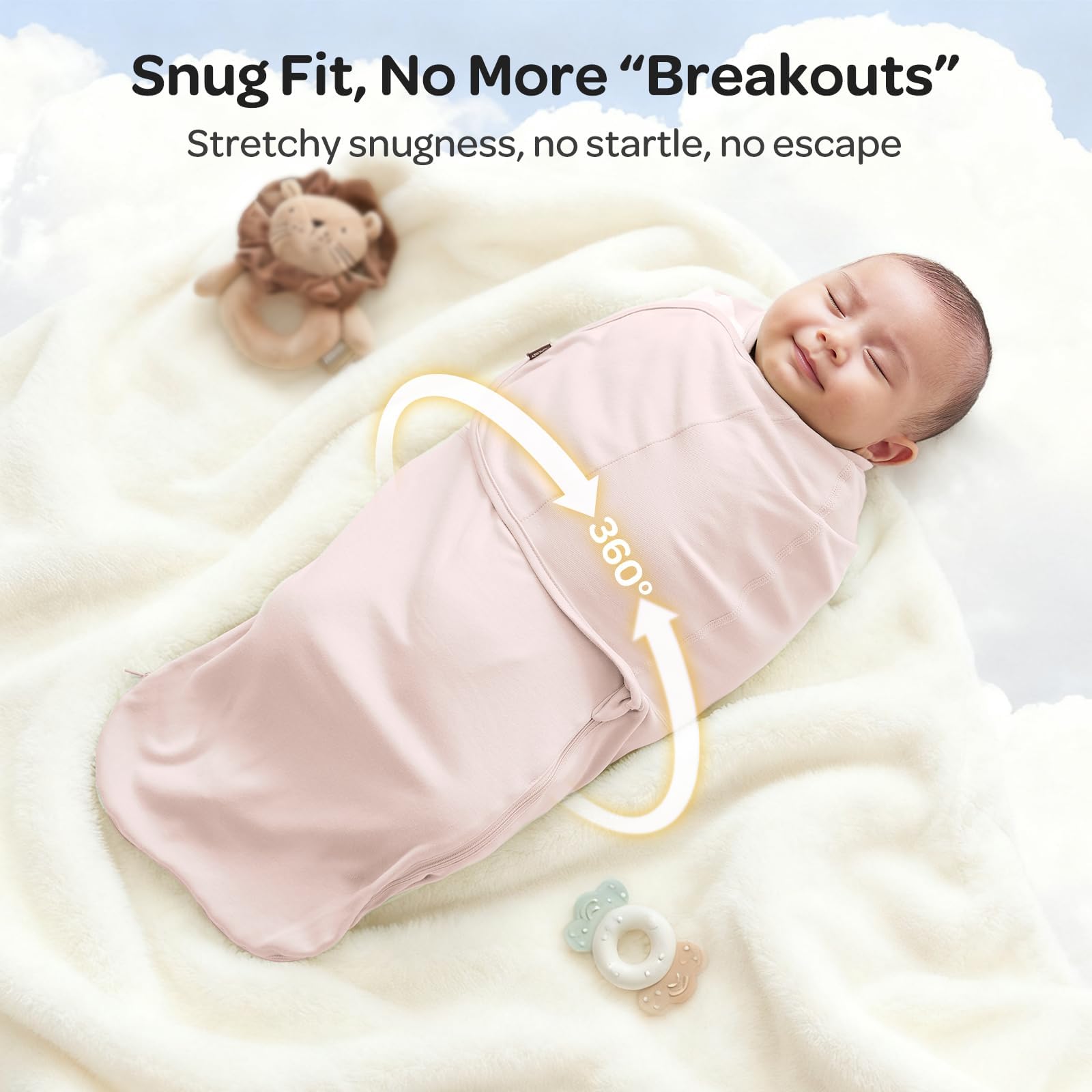 momcozy Swaddles for Newborns 0-3 Months, Quiet Fastener Swaddle Wrap, Easy for New Parents, Reduces Startle Reflex, 2-Pack, Bloom — view 8