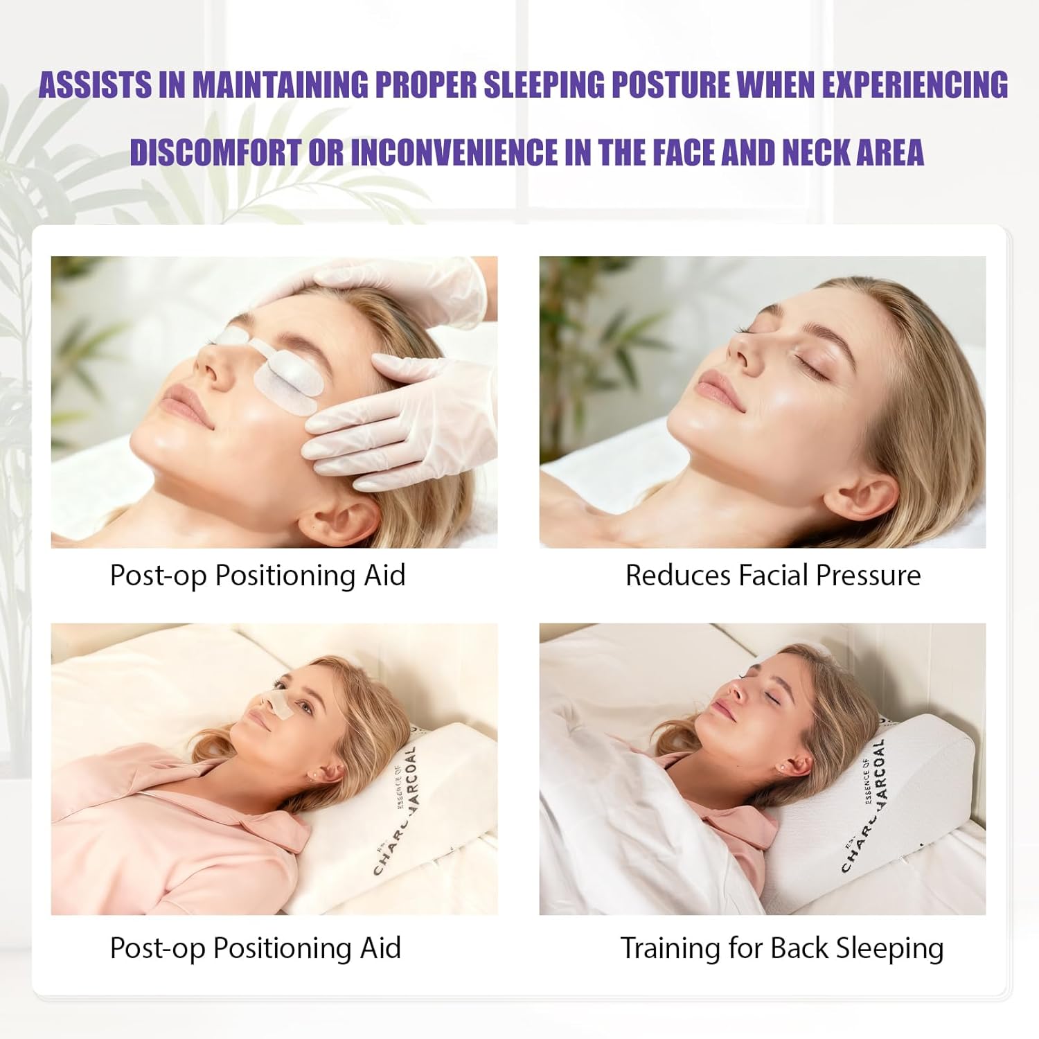 Back Sleeping Training Pillow for Post-Op Comfort Ergonomic Memory Foam Support for Facial & Neck Procedures, Elevated Sleeping Solution to Maintain Back Position (White) - Image 6