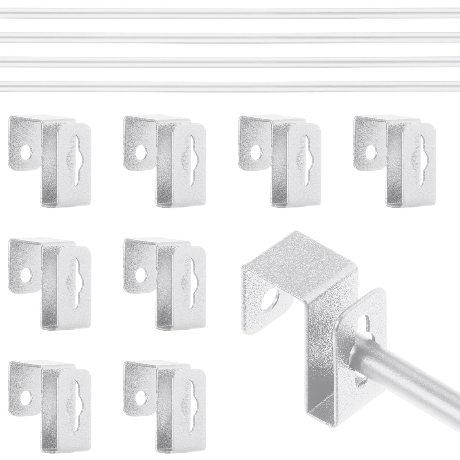 Trandraft 4 Set 12 Pcs Silver Metal Hanging File Bracket Clips 8 Hanging Rail Clip 4 File Cabinet Rails Fits 1/2 Drawer Side Document Folder Frame Document Hangers for Cabinets Storage