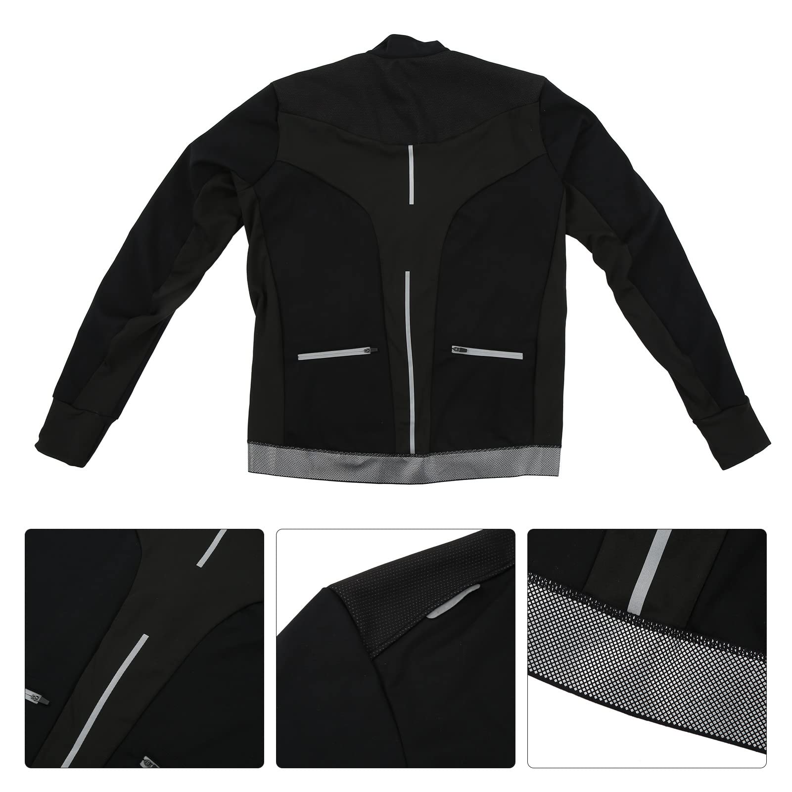 Chaqueta de Ciclismo Impermeable Reflectante a Prueba de Viento Cómoda Manga Larga para Deportes Al Aire Negro 1 X Ropa de Ciclismo (SG)