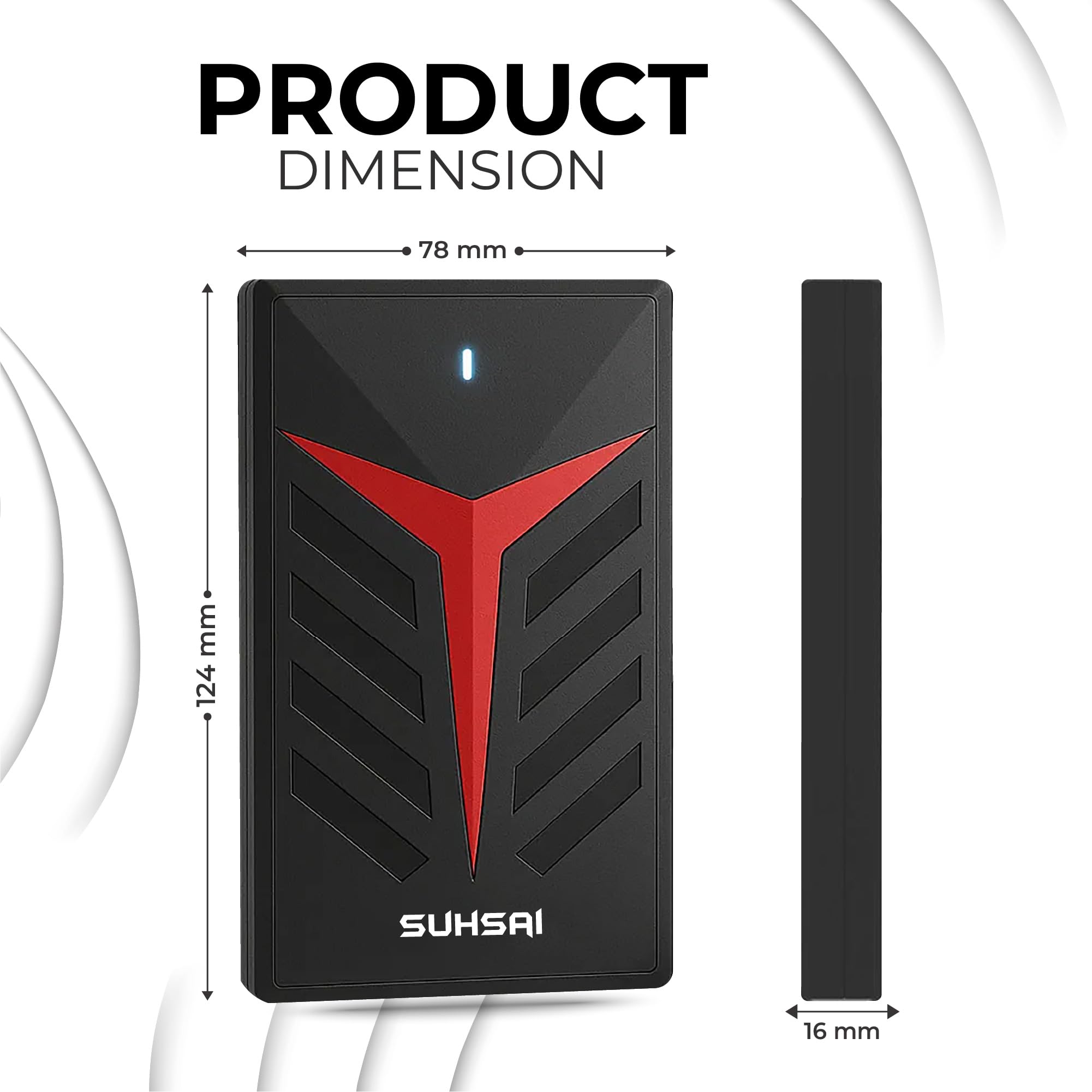 Storite SUHSAI Externe Festplatte 1TB, USB 3.0 Tragbare HDD 2,5 Zoll, Datensicherung und Speicher für Gaming, Laptop, PC, Mac, Desktop, Plug-and-Play, Schwarz