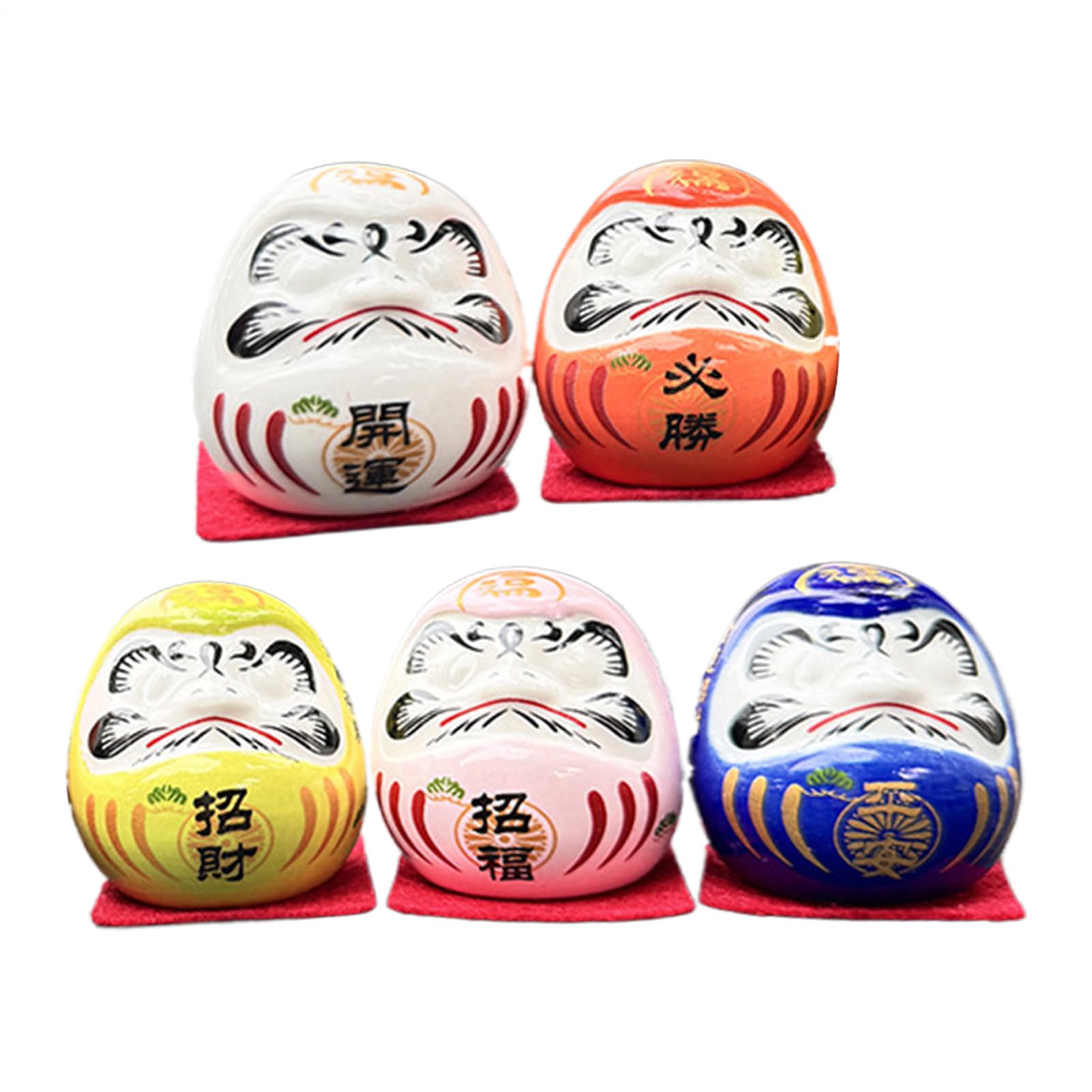 Set of 5 Traditional Daruma Luck Figurines