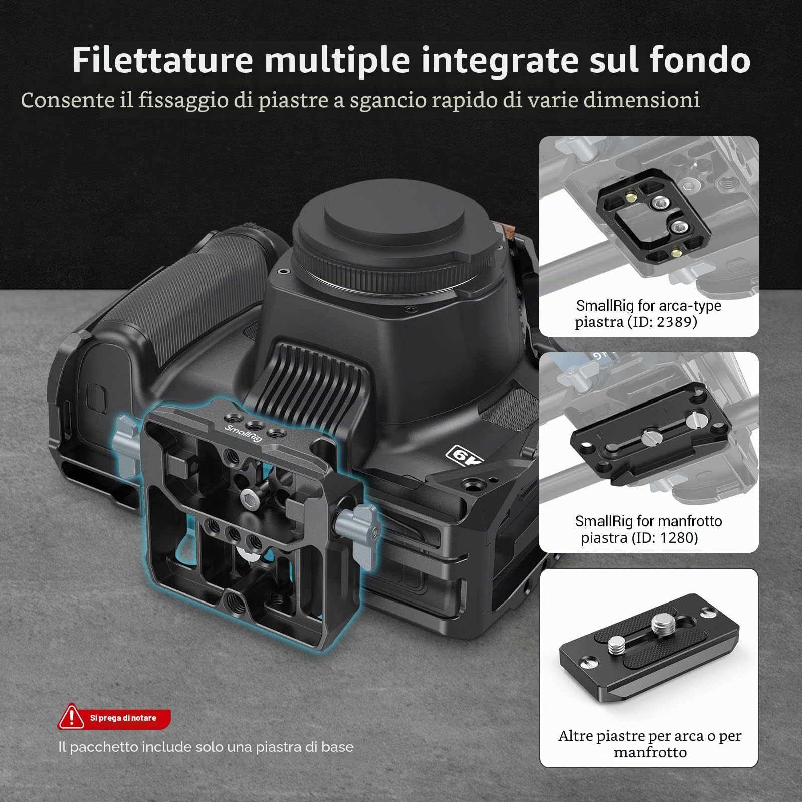 SMALLRIG Piastra di Base Universale LWS Piastradibase con Doppio Morsetto per Asta da 15 mm - 3357
