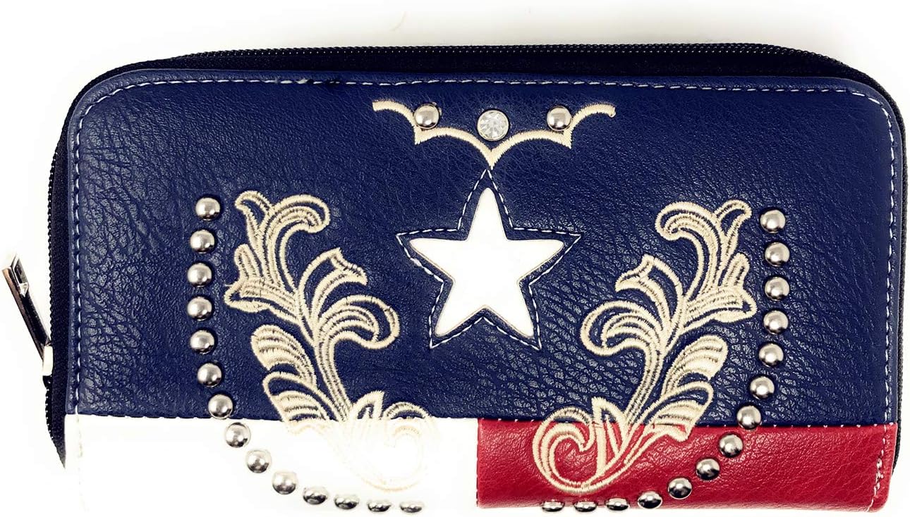 Premium American National Flag Rhinestone Handbag, Messenger bag, Wallet in Multi Colors (Texas Lone Star Set)