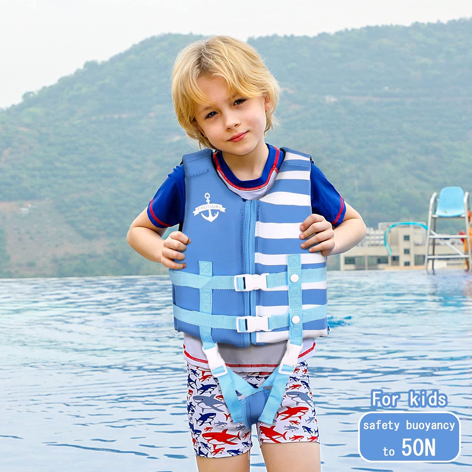 PROTAURI Kids Swim Vest - Toddlers Swimming Buoyancy Floation Swimwear for Learn to Swim Age 2-9+ Years/50N