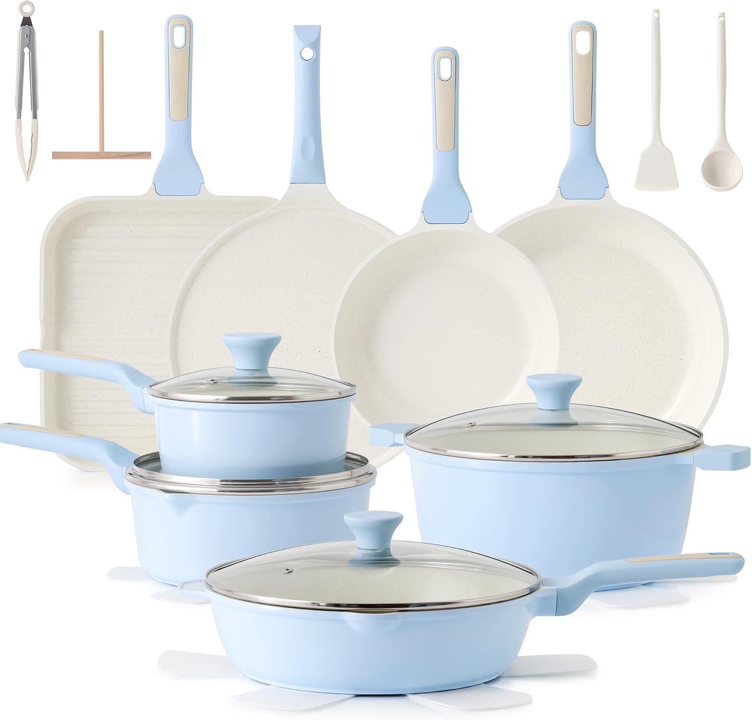 SENSARTE 23 PCS Non Toxic Ceramic Cookware Set, Non Stick Pots and Pans,