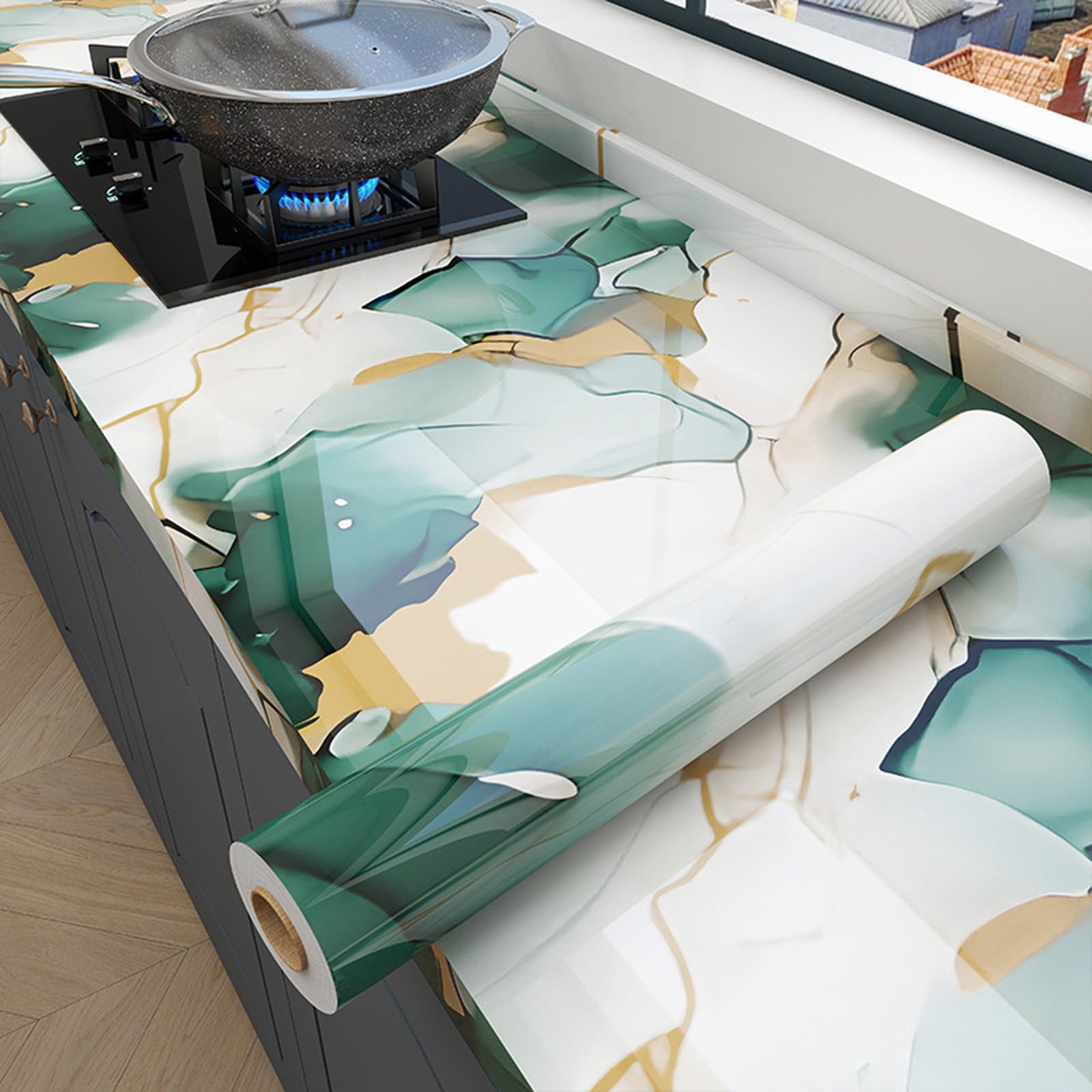 Foelanne Style J Back Self Adhesive Wallpaper, Marble Contact Paper For Kitchen Counter S Multicolor 60Cm X 3-30M(,60Cm*5M)