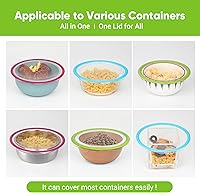 Vista 7 de Tapas elásticas de silicona para tazones, fundas de silicona reutilizables para almacenamiento de alimentos, fundas elásticas para recipientes