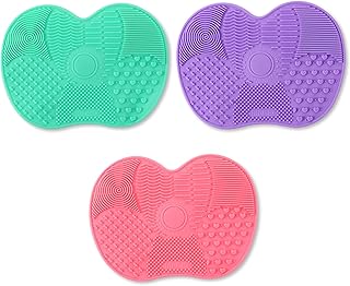 مجموعة من 3 قطع من منظف الفرش من اوزو، منظف فرش المكياج، بساط تنظيف سيليكون، وسادات تنظيف مع اكواب شفط، اداة غسيل محمولة، اداة تنظيف لفرش مستحضرات التجميل، أرجواني