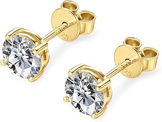 1CT Moissanite Stud Earrings, 6.5mm D Color VVS1 Moissanites, 925 Sterling Silver 4 Prong Stud Earrings for Women or Men Birthday Jewelry Gifts