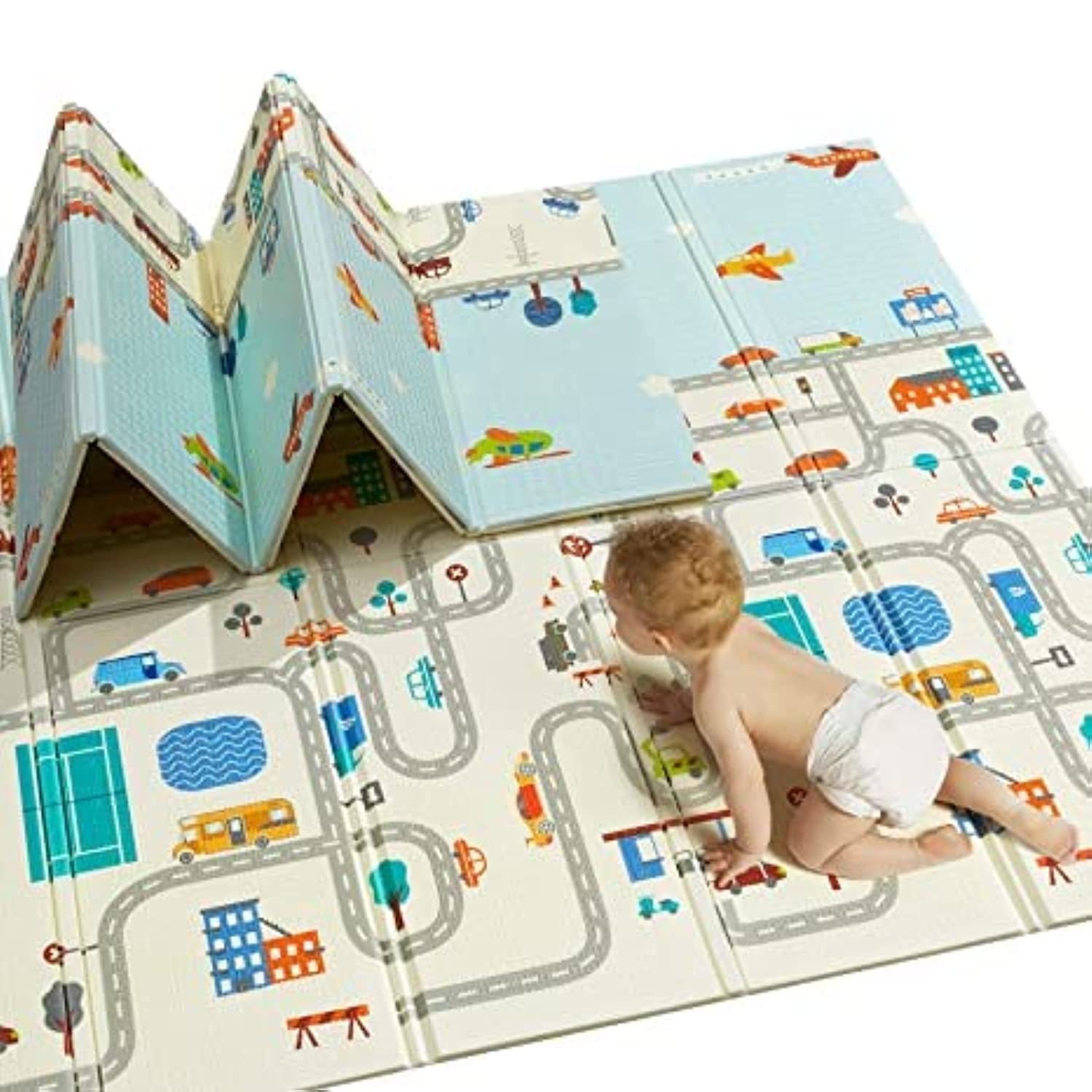 Baby Play Mat 200 X 180 X 1,Reversible Waterproof Foldable Foam Floor Playmat for Kids Toddlers, Extra Large Anti- Slip Baby Crawling Mat/PICNIC MAT/BEACH MAT