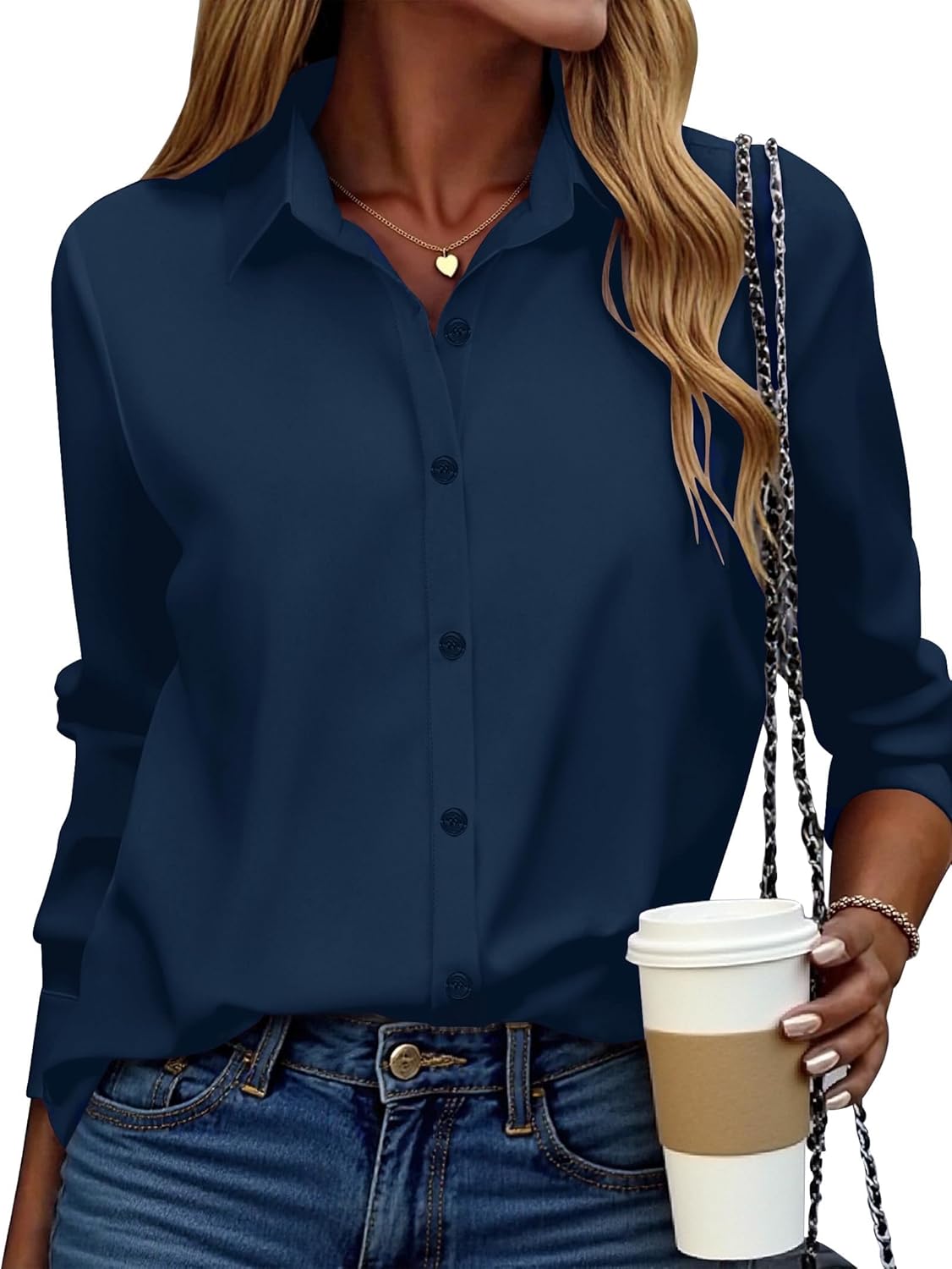 ZEAGOO Button Down Shirt for Women Long Sleeve Blouses Floral Printed Tops Business Casual Work Outfits S-XXL - Image 2