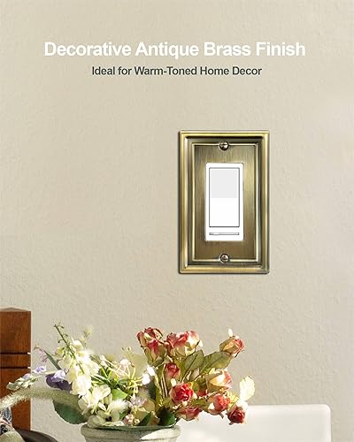 Miniatura 4 de Placa de pared decoradorbasculante para interruptor de atenuación, salida GFCI y receptacal, cubiertas de salida de metal, placa de interruptor,